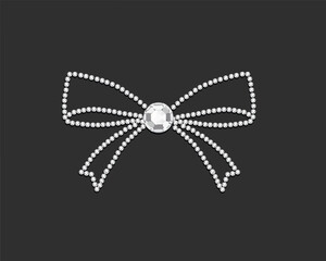 bow ribbon coquette isolated on white rhinestone strass diamond	