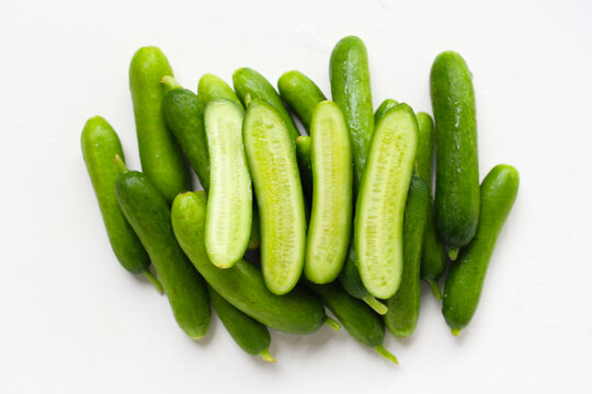 Fresh green organic mini baby bucumbers