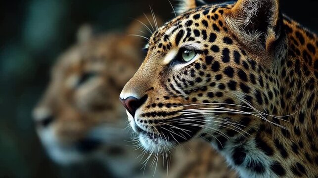 Closeup of a leopards face