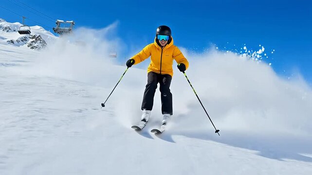 Person skiing on snowy slope