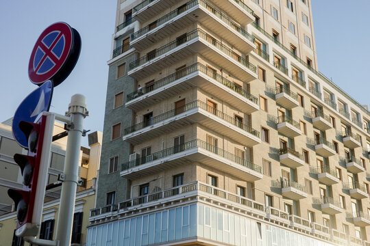 City Building With Balconies