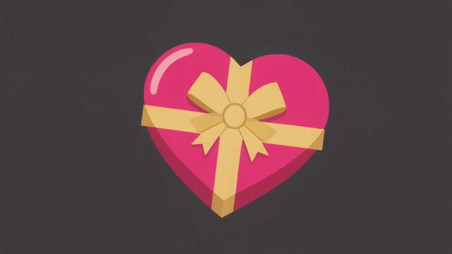 A heart-shaped gift wrapped with ribbon symbolizes affection and celebration, presented in soft tones and smooth shading for a charming romantic visual.