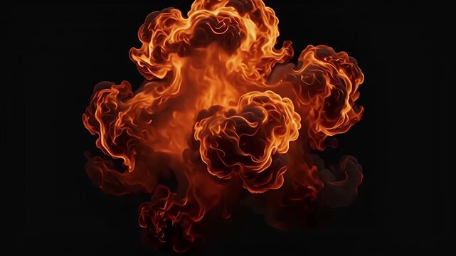 Bright and Intense Explosion with Fire and Smoke Rising Against a Dark Background