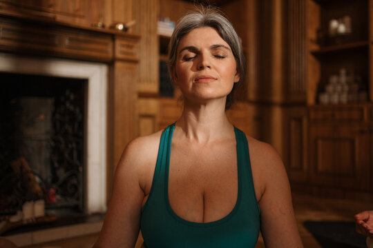 A woman's face when she meditates