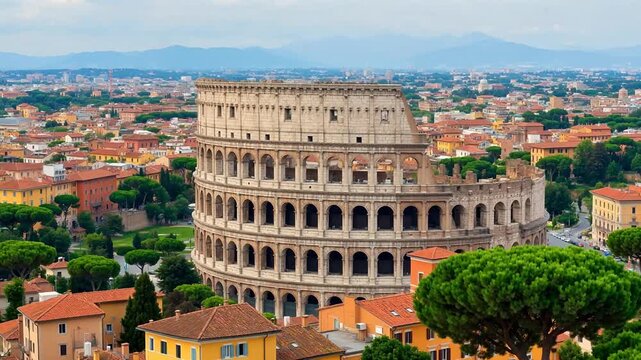 Colosseum in Rome with cityscape