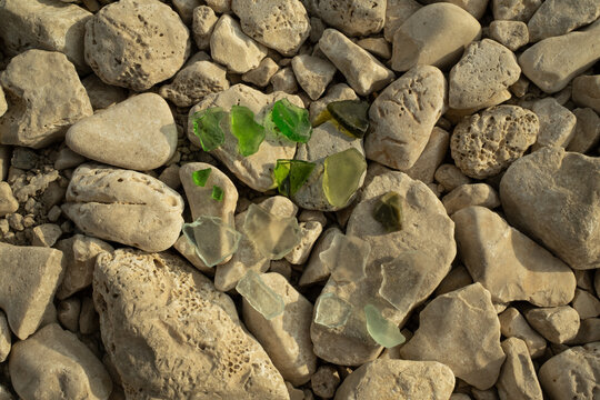 Sea Glass on Rocky Shore