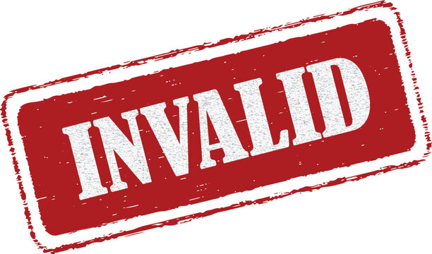 Red invalid stamp with grunge texture on white background