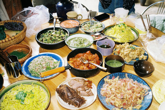 A multicultural home made  feast 