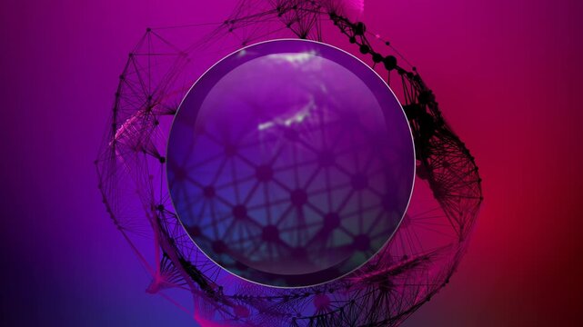 abstract purple motion background with plexus connection