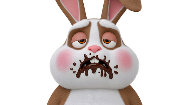 Easter bunny sick from eating too much chocolate