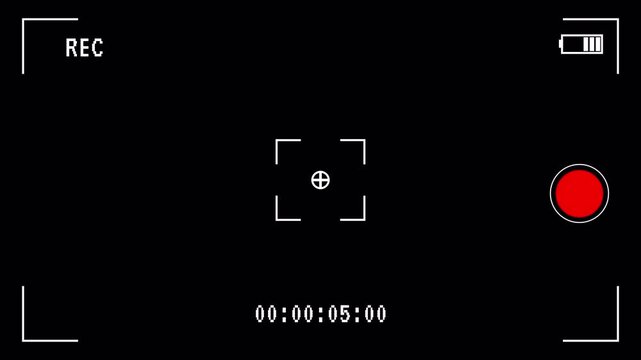 Smartphone camera screen during video shooting on a black background. Recording screen overlay with alpha channel. animation 4K Video