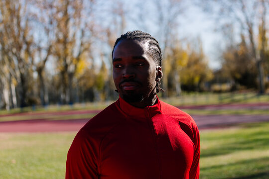 Professional athlete with a focused expression conveying experience