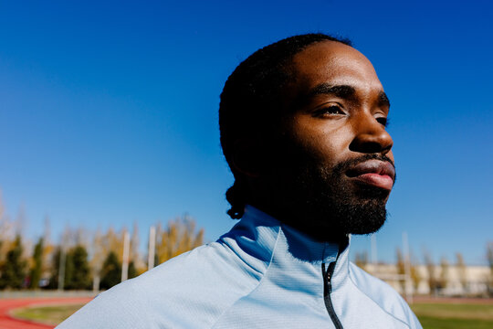 Professional athlete showing a serious, focused expression