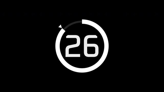 Digital 30 Second Countdown Animation with Progress Circle