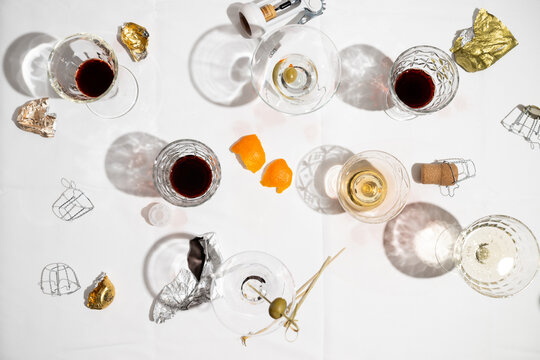 Party aftermath. Messy drinks table.