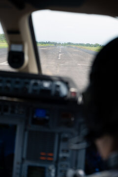 View From Cockpit On The Runway 