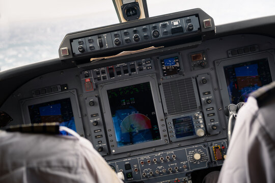 Small Corpoparte Turboprop Aircraft Cockpit In Flight