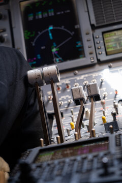 Power Levers and Instrument Display in a Turboprop Cockpit