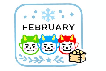 Obraz premium 2月・節分・鬼のピクトグラム