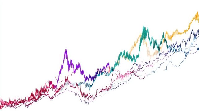 Colorful multiline financial growth chart showing rising data trends.