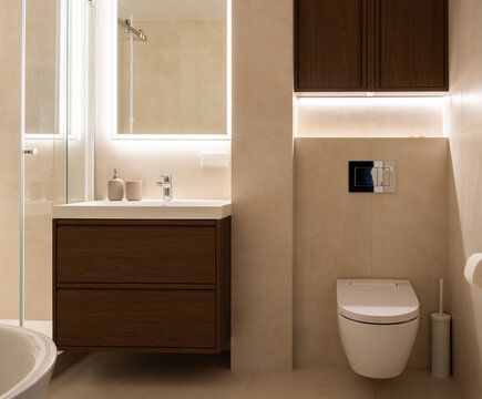 Modern Bathroom Design With Sink and Toilet Area