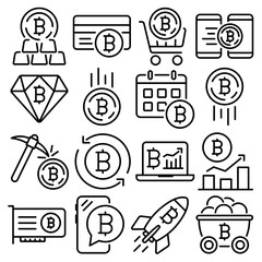 Cryptocurrency Essentials Icon Set Outline Style (Part 3)