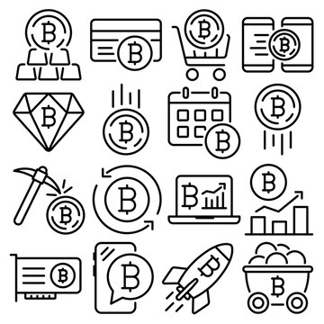 Cryptocurrency Essentials Icon Set Outline Style (Part 3)