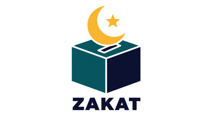 Zakat Charity Donation Box with Crescent Moon. © Fauzi