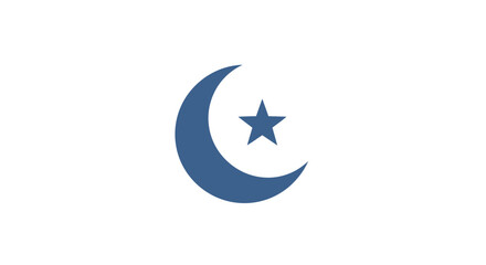Blue Crescent Moon with Star Symbol. © Fauzi