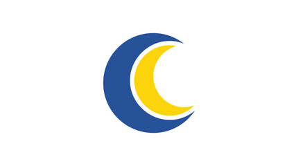 Crescent Moon Icon in Blue Yellow. © Fauzi