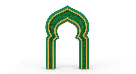Fototapeta premium Islamic Archway with Green and Gold Design.