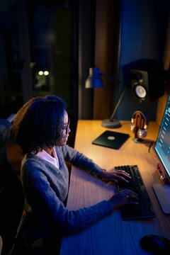 Working late at night on a computer
