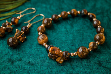 bracelet with natural stones on black background


