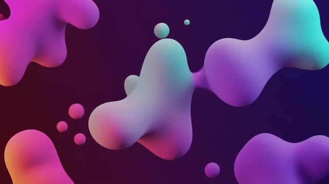 Colorful Liquid Shapes Floating Against Dark Background for Backgrounds
