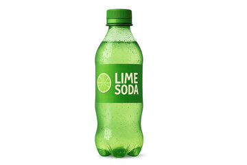 Cold lime soda drink in plastic bottle with water drops
