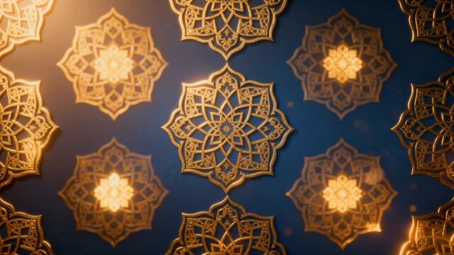 Islamic background for ramadan and eid in seamless loop Golden pattern