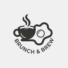 Brunch and Brew Logo with Coffee Cup and Fried Egg.