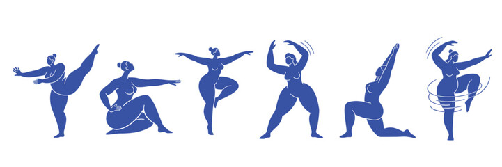 Abstract dancing women expressing movement, freedom and body confidence in modern female forms © ink drop