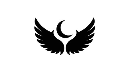 Fototapeta premium Black Wings with Crescent Moon Symbol.