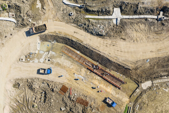 Aerial of Earthworks and Foundation Construction Site