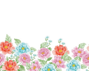 Red Rose and Wild Flower Watercolor Background