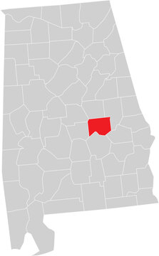 Elmore County on Alabama State Map Editable Vector