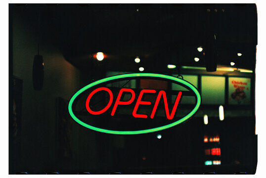 Open Sign on Cafe Window