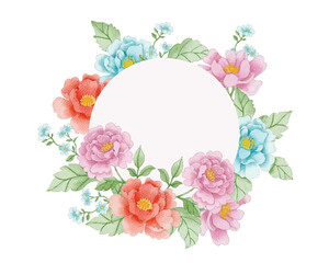 Red Rose and Wild Flower Watercolor Wreath