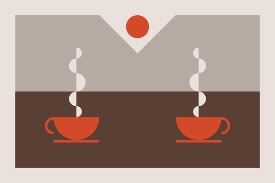 Two geometric cups of coffee