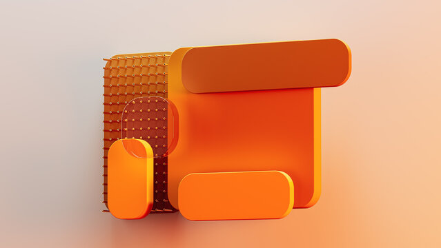 Abstract background shapes in 3D space with a warm color scheme