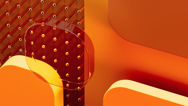 Abstract background shapes in 3D space with a warm color scheme