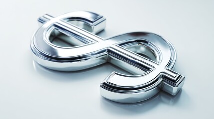 Fototapeta premium Shiny metallic dollar sign on clean backdrop symbolizing financial concepts
