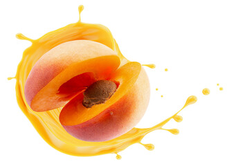 apricot juice splash isolated on white background