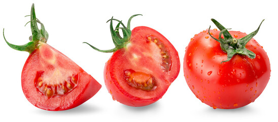 tomatoes isolated on white background. tomatoes with clipping path and full depth of field